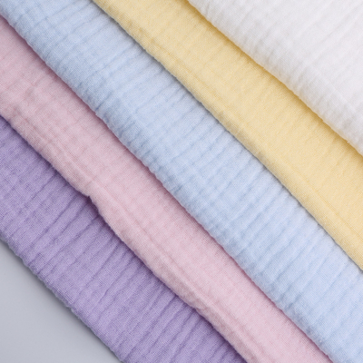 100% Cotton Double Layer Gauze Fabric Baby Swaddle Blankets Fabric 40S 130GSM Seersucker Cotton Crepe Fabric