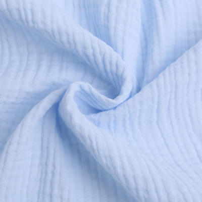 100% Cotton Double Layer Gauze Fabric Baby Swaddle Blankets Fabric 40S 130GSM Seersucker Cotton Crepe Fabric