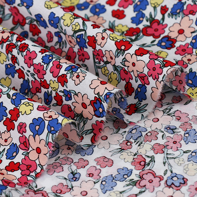 100%Cotton Multicolor Small Flower Pattern Digital Printed Fabric Woven Poplin Muslin Fabric for Shirt Uniform Garment