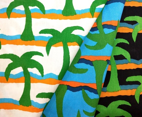 Custom Printing 40s 133*72 100% Cotton Coconut Tree Printed Poplin Fabric Cloth for Garment and Home Textile Cotton Fabric Roll