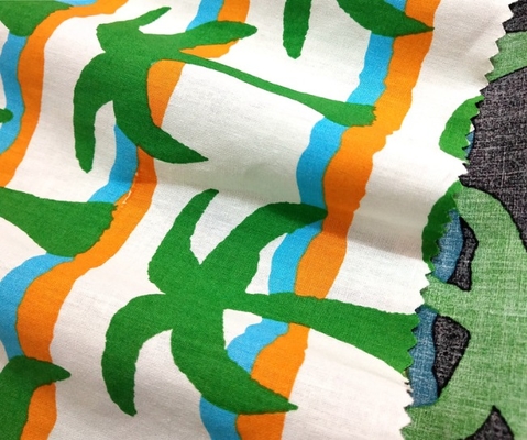 Custom Printing 40s 133*72 100% Cotton Coconut Tree Printed Poplin Fabric Cloth for Garment and Home Textile Cotton Fabric Roll