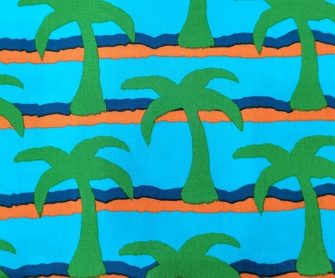 Custom Printing 40s 133*72 100% Cotton Coconut Tree Printed Poplin Fabric Cloth for Garment and Home Textile Cotton Fabric Roll