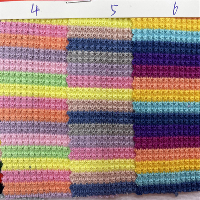 300Gsm Tie Dyed 96.5%Cotton 3.5%Spandex Waffle Knit Fabric Cotton 4 Way Stretch Waffle Stripe Knitted Fabric