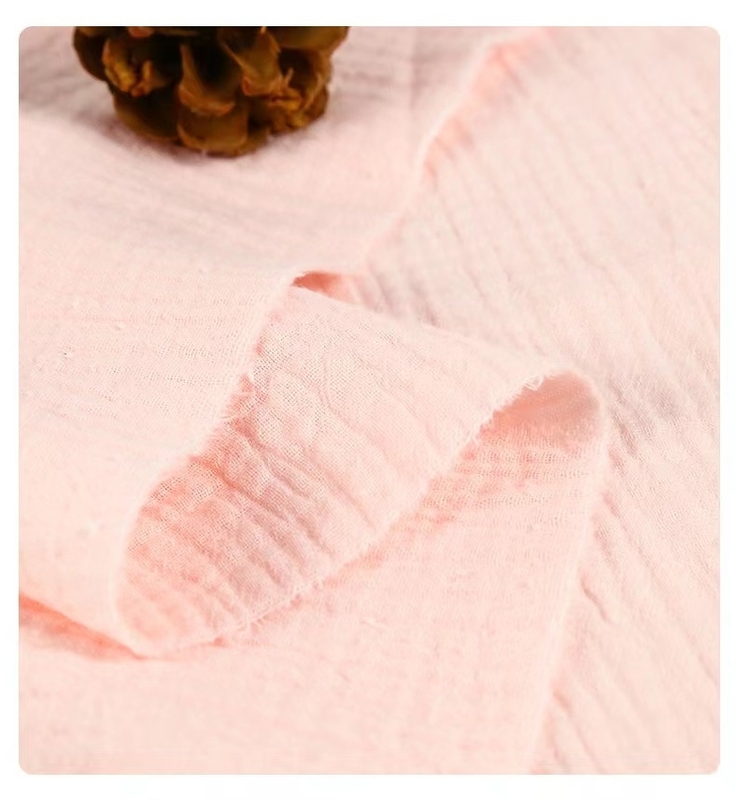 100% Cotton Double Layer Gauze Fabric Baby Swaddle Blankets Fabric 40S 130GSM Seersucker Cotton Crepe Fabric